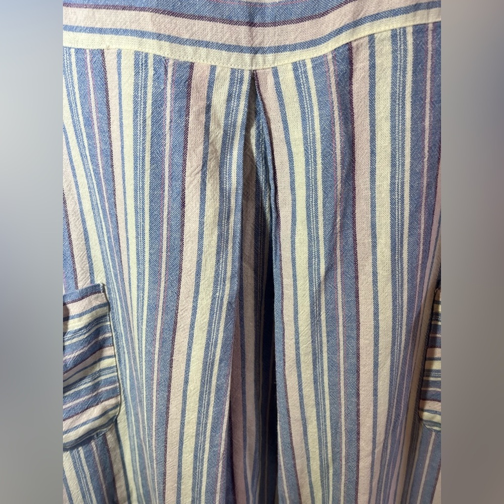 Ella Simone Linen & Rayon Striped Boho Peasant Shift Dress With Pockets X-Large - Picture 6 of 9